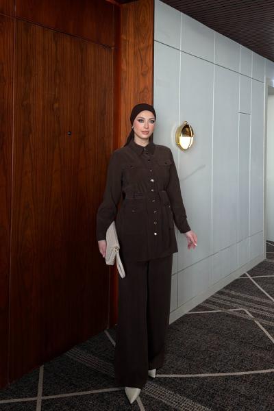 Asu Pantolon Takım Kahverengi