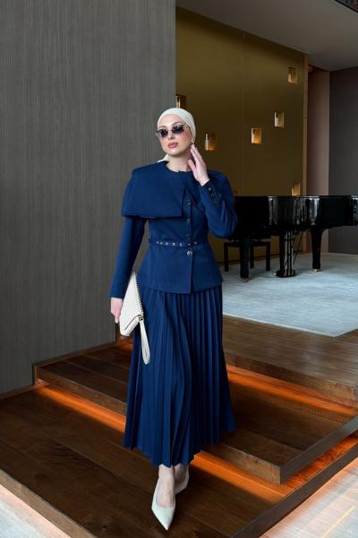 Ayza Etekli Takım lacivert