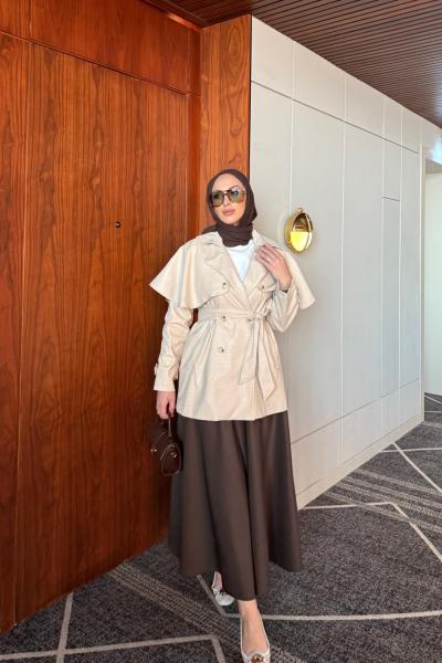 Saliha Deri Trençkot Krem