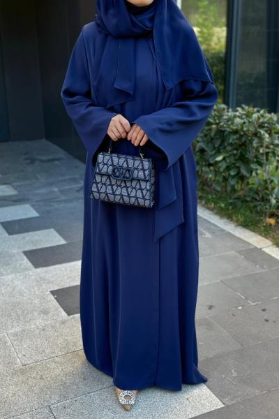 Fular Bağlamalı Abaya Lacivert