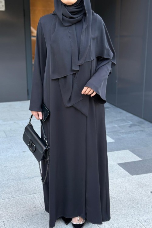 Fular Bağlamalı Abaya Siyah