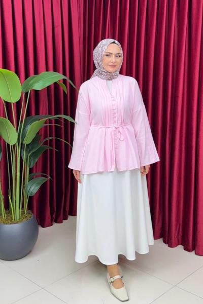 NATURAL GÖMLEK - PEMBE