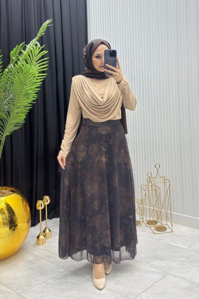 Manolya Etek Kahverengi Kahverengi