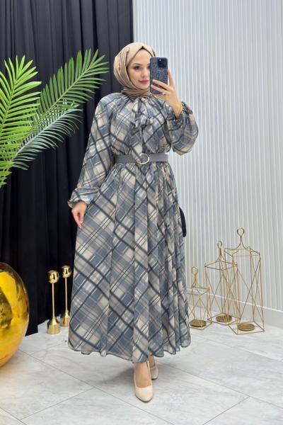 NİHAL ELBİSE GRİ Gri